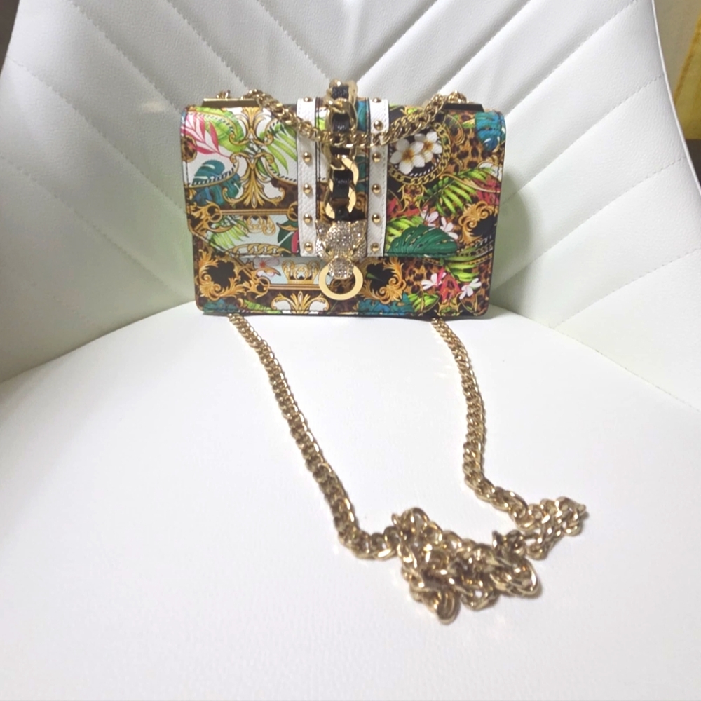 Floral Gold Chain Women Bag